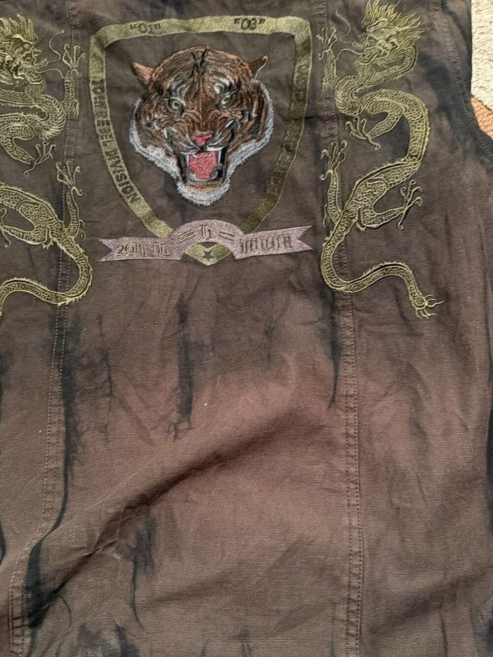 Y2K Premium Guess embroidered military shirt jacket - size M